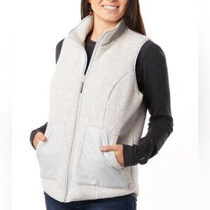 SmartWool Anchor Line Reversible Sherpa Vest Felted Wool Storm Gray Cozy-Size S